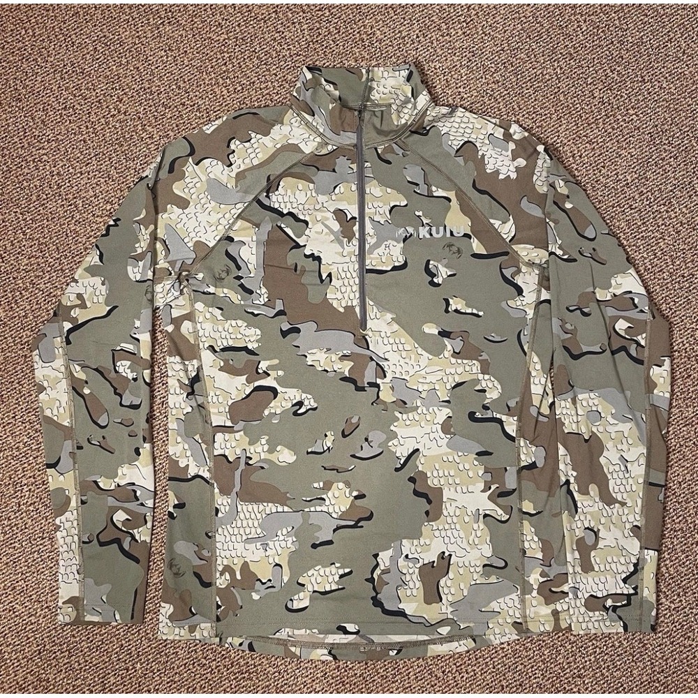 KUIU Peloton 118 Shirt Mens Small Camo Long Sleeve 1/4 Zip Lightweight Hunting